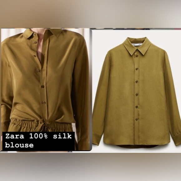 Zara Tops - NWT ZARA 100% SILK SLIM SHIRT ZW COLLECTION SIZE S &  M
🚨PRICE FIRM NO DISCOUNT